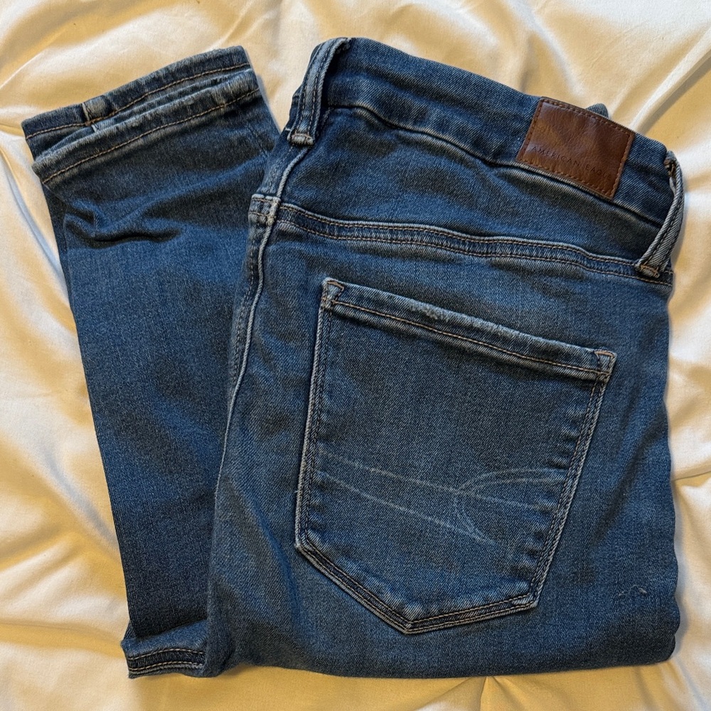American Eagle Outfitters Women's Blue Skinny Jeans- Luxe edition- super soft